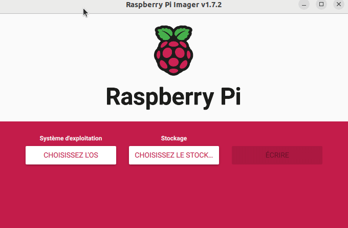 Interface de Raspberry Pi Imager