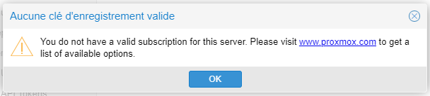 Message d’erreur de Proxmox