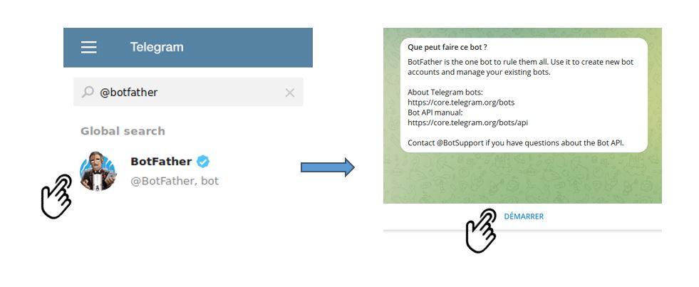 Ajout de Botfather a votre Telegram